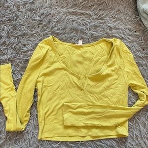 Green Garage Long Sleeve Notch Ribbed Tee